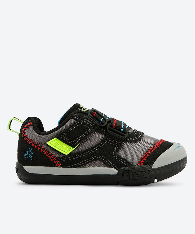 skecher Kids' Flex Play-Easy Pick Sneaker gray and black