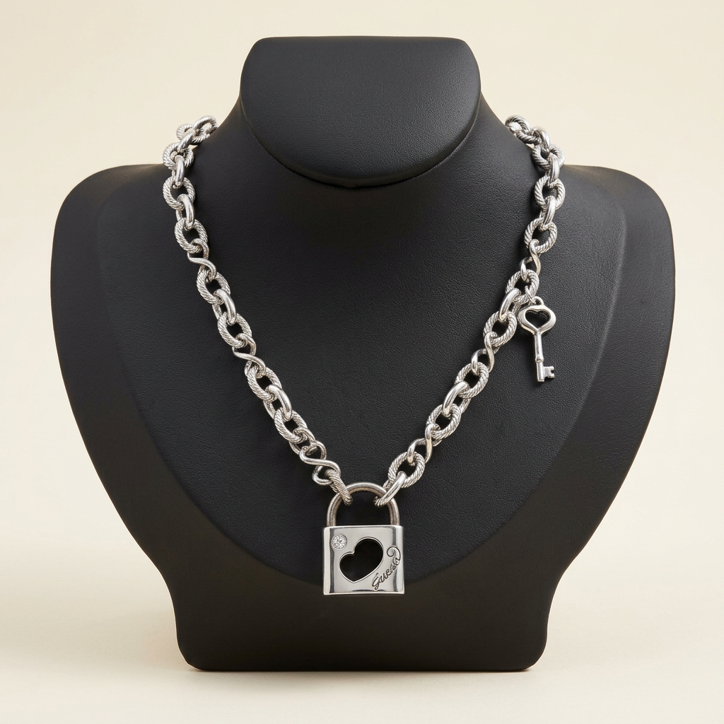 Studio-style necklace product photo