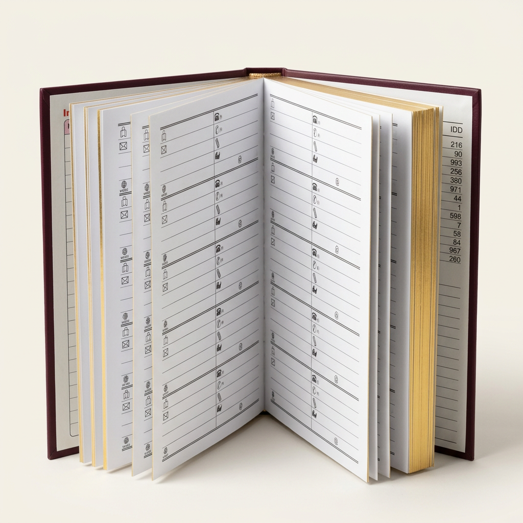 Executive telephone and address book open to show A–Z tabbed pages