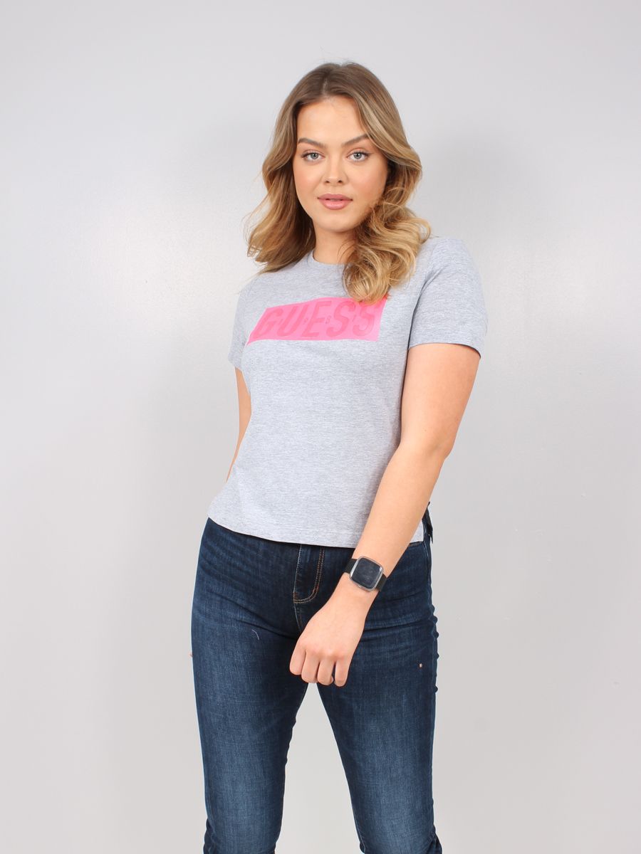 Guess Women'S Adria Grey Logo T-Shirt