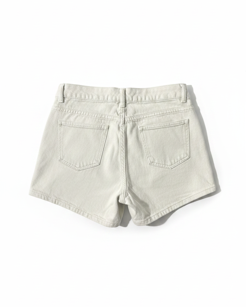 White Denim Shorts - Back