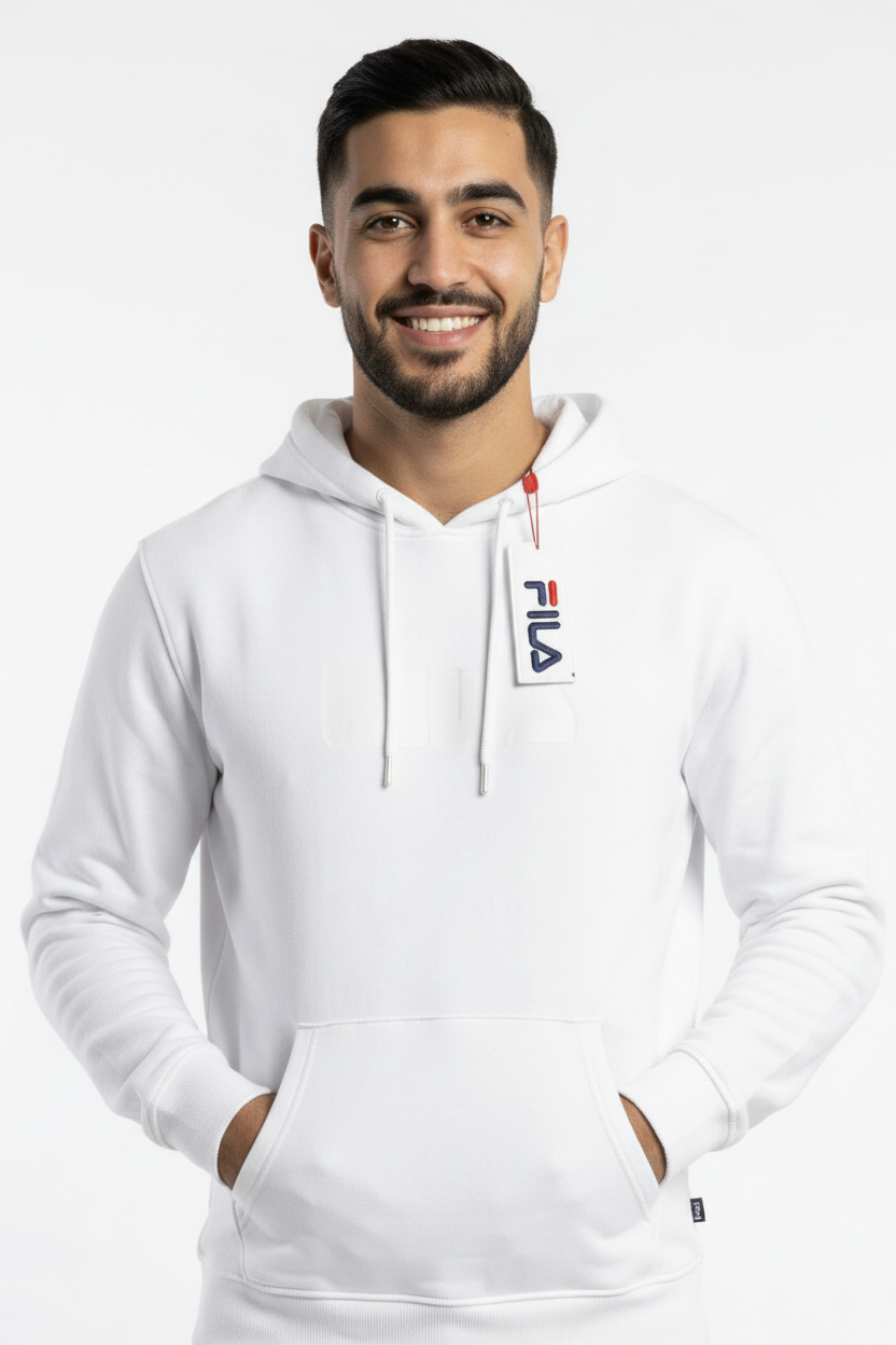 White FILA Hoodie Close-up