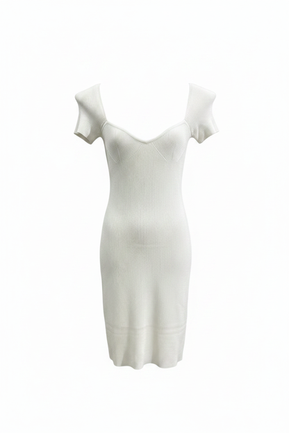 Diyana Secret white ribbed dress, front