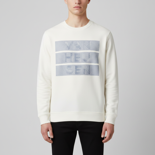 White Sweatshirt – Tiered Text Front