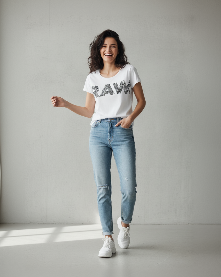 Woman wearing G-Star RAW tee