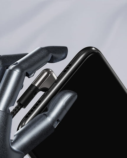 Yesido Game Cable USB-A / Lightning Nylon Angled Cable, 12W 2.4A, Black