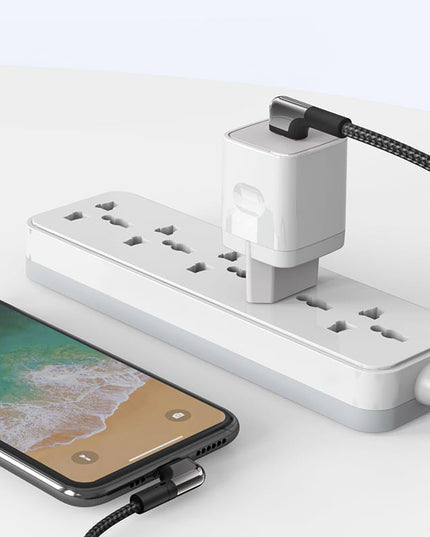 Yesido Game Cable USB-A / Lightning Nylon Angled Cable, 12W 2.4A, Black