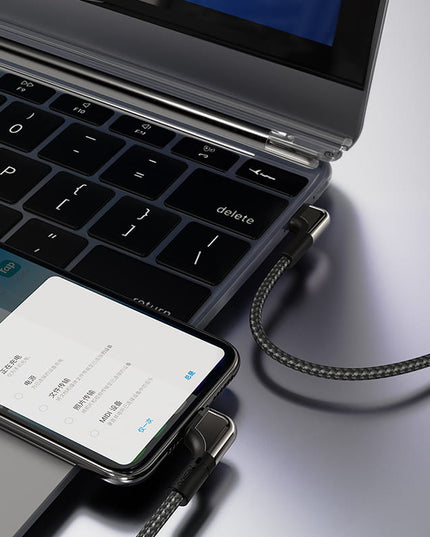 Yesido Game Cable USB-A / Lightning Nylon Angled Cable, 12W 2.4A, Black